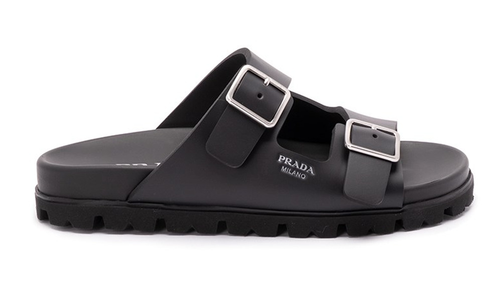 NEW PRADA BLACK BIRKENSTOCKS SLIP ON SLIDES SANDALS FLATS SHOES BOX AUTHENTIC 39